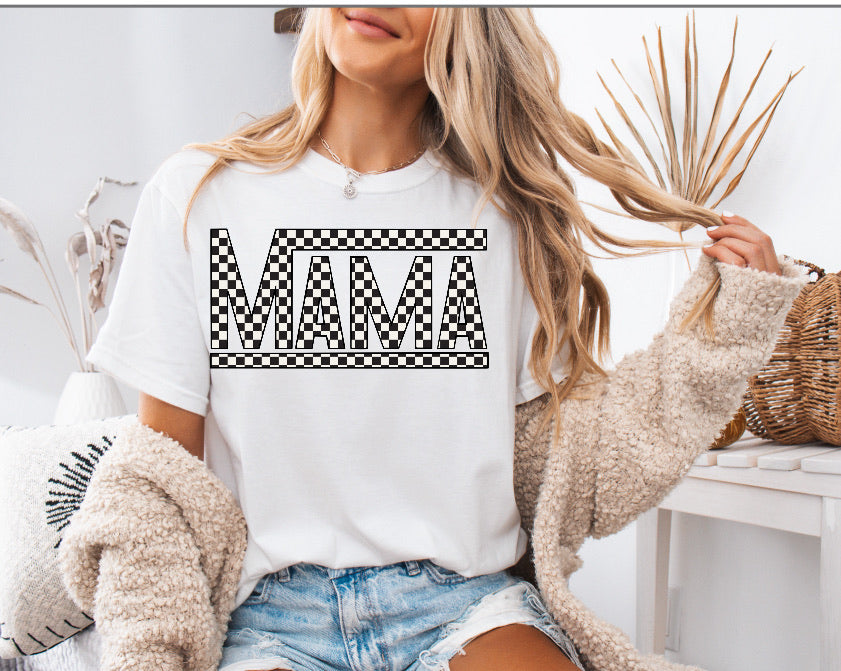 Checkered Mama Black Racing Design Shirt – Comfort Colors