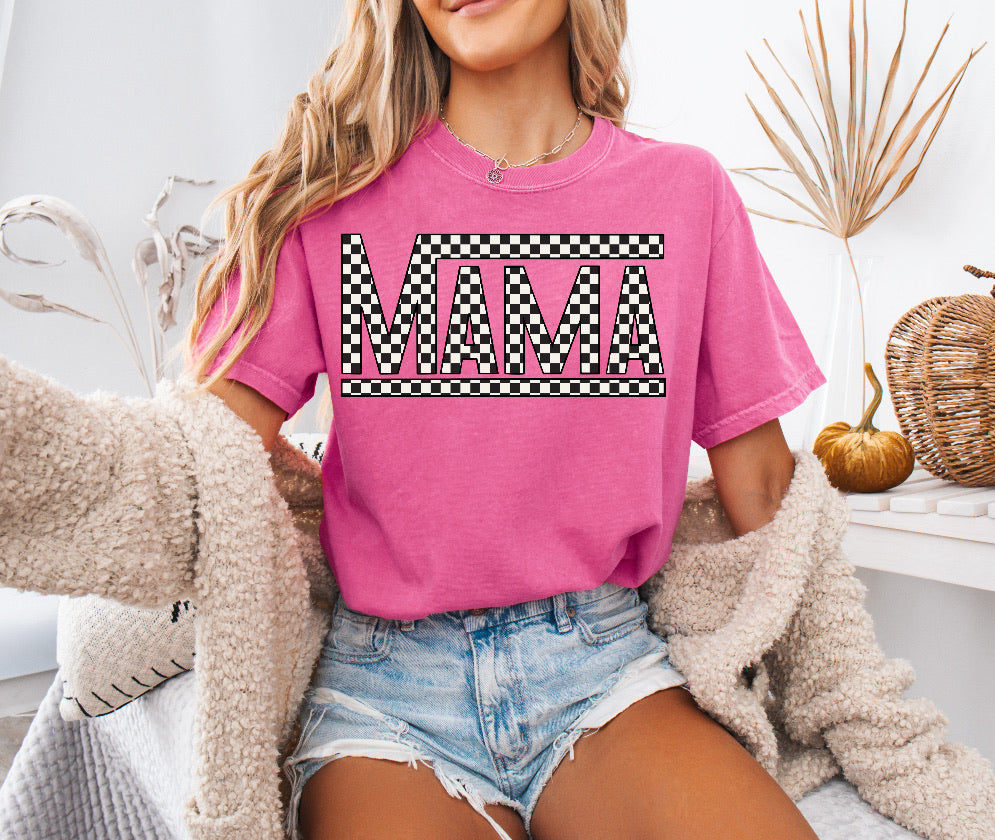 Checkered Mama Black Racing Design Shirt – Comfort Colors