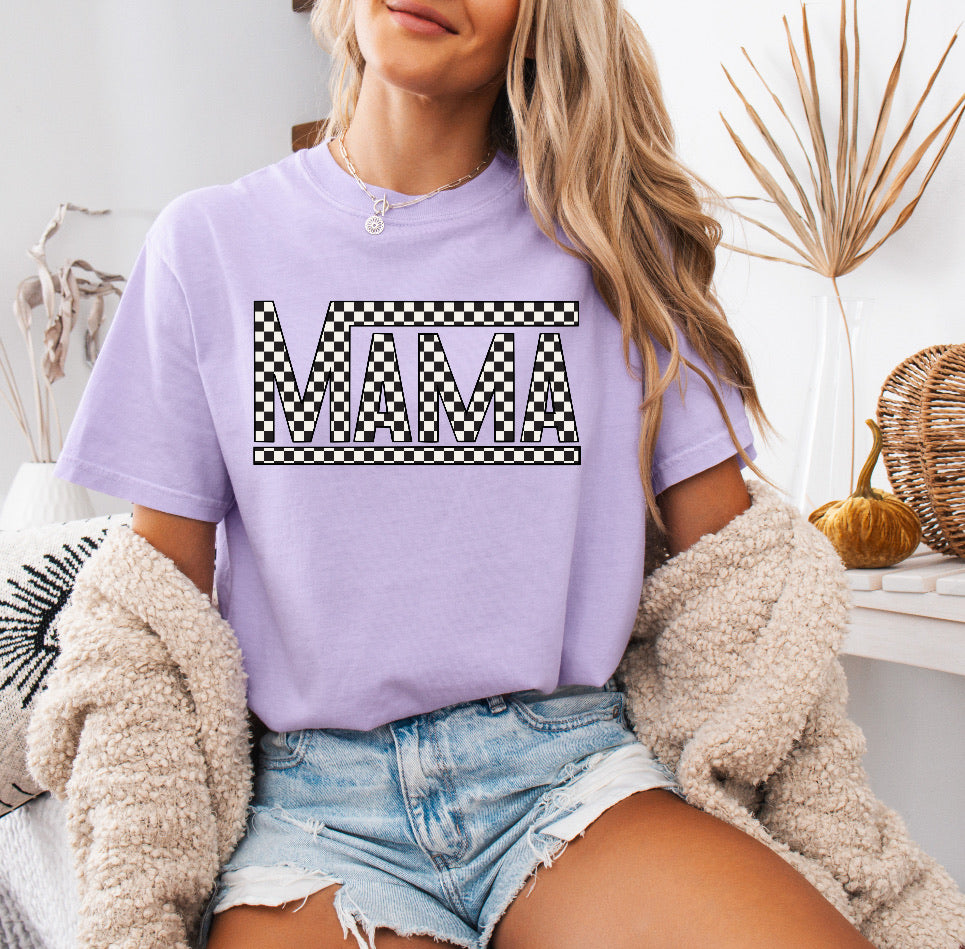 Checkered Mama Black Racing Design Shirt – Comfort Colors