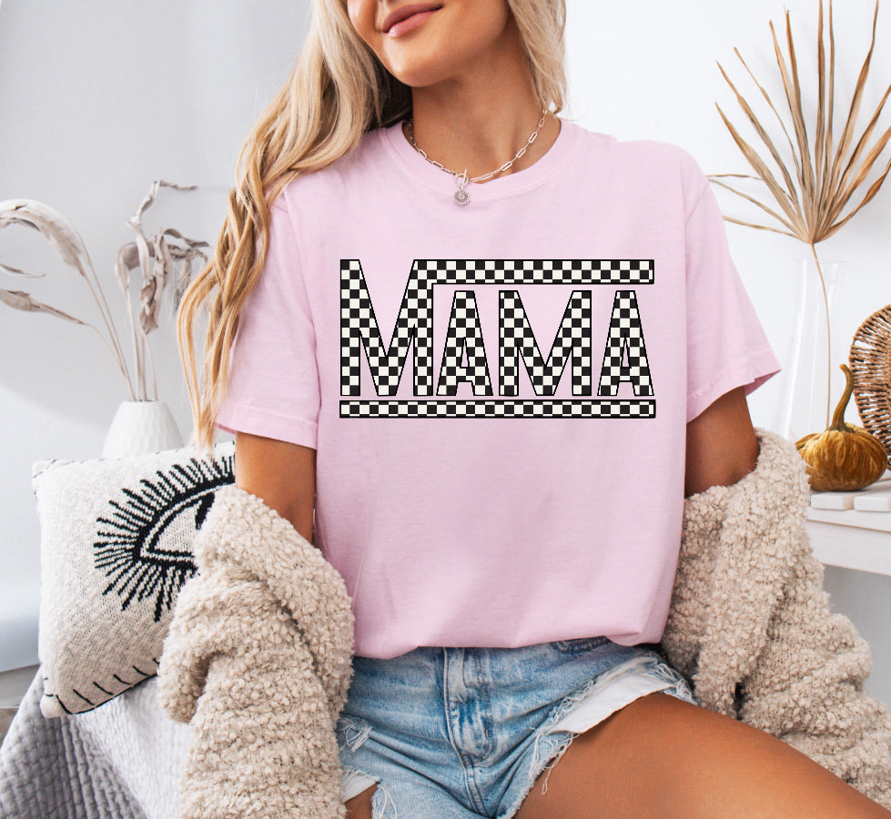 Checkered Mama Black Racing Design Shirt – Comfort Colors