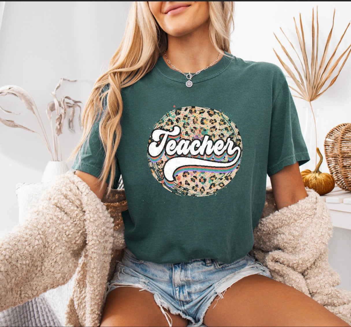 Cheetah Print Teacher Shirt - Comfortable & Stylish Comfort Colors Tee for Educators