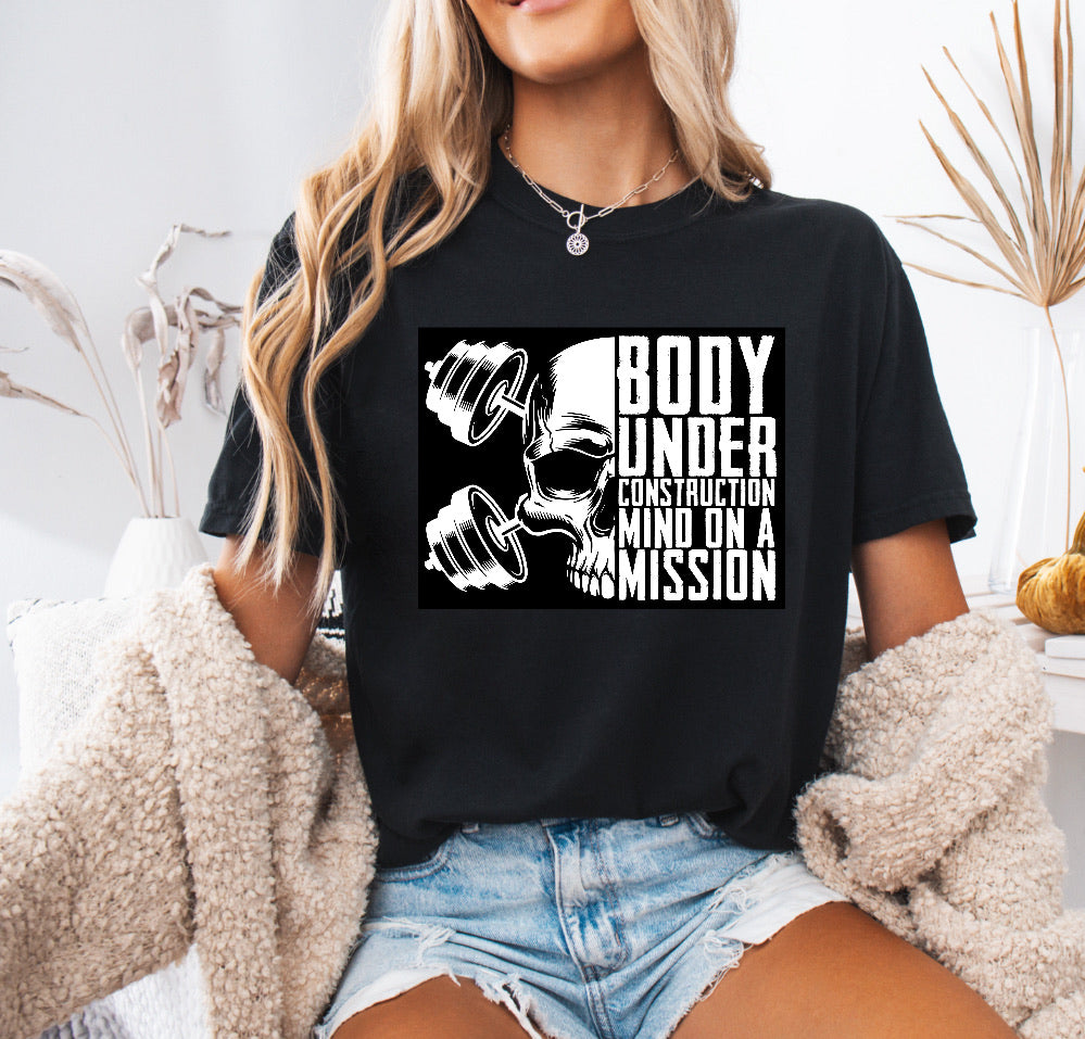 Body Under Construction Shirt – Motivational & Comfortable Comfort Colors Tee for Fitness Enthusiasts