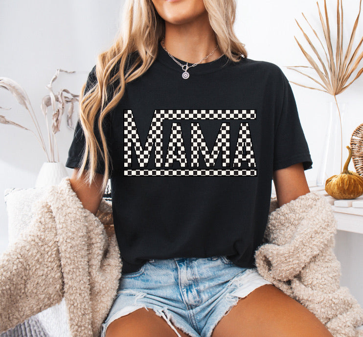 Checkered Mama Black Racing Design Shirt – Comfort Colors