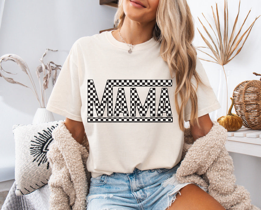 Checkered Mama Black Racing Design Shirt – Comfort Colors