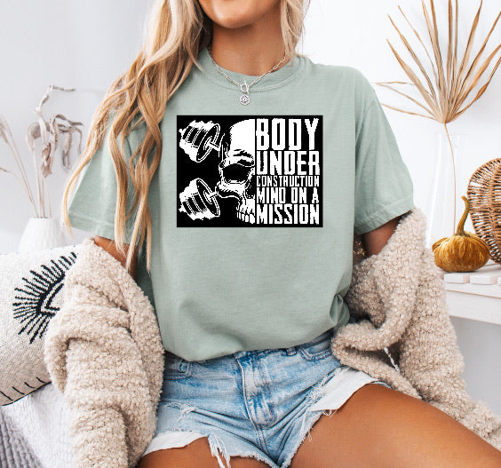 Body Under Construction Shirt – Motivational & Comfortable Comfort Colors Tee for Fitness Enthusiasts
