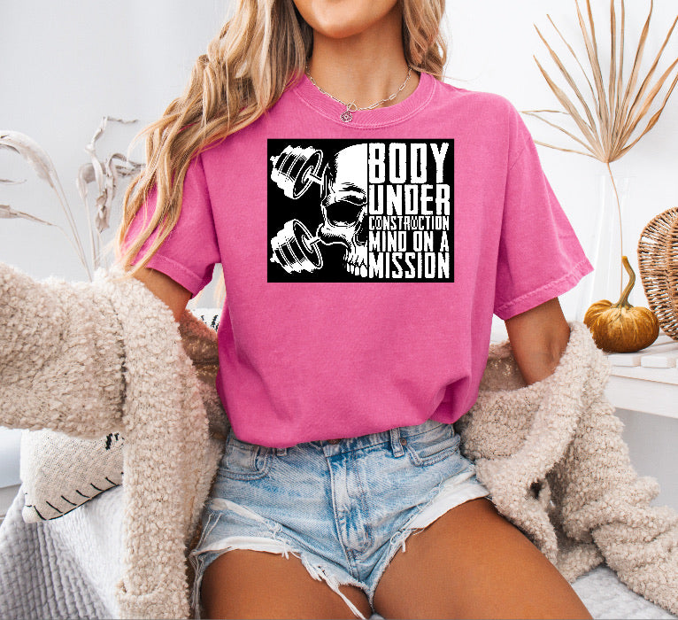 Body Under Construction Shirt – Motivational & Comfortable Comfort Colors Tee for Fitness Enthusiasts