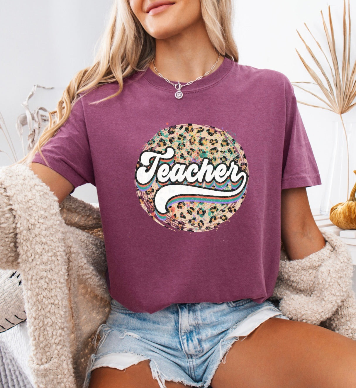 Cheetah Print Teacher Shirt - Comfortable & Stylish Comfort Colors Tee for Educators