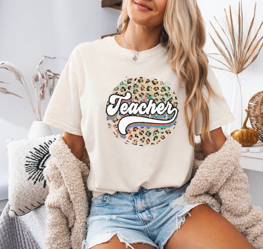 Cheetah Print Teacher Shirt - Comfortable & Stylish Comfort Colors Tee for Educators