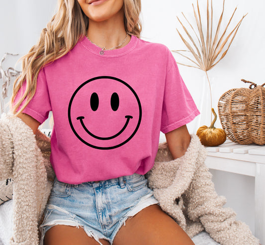 Glitter Smiley Face Shirt – Comfort Colors