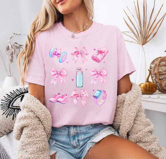 Glitter Coquette Pink Workout Shirt – Stylish & Comfortable Comfort Colors Tee for Fitness & Fashion Lovers